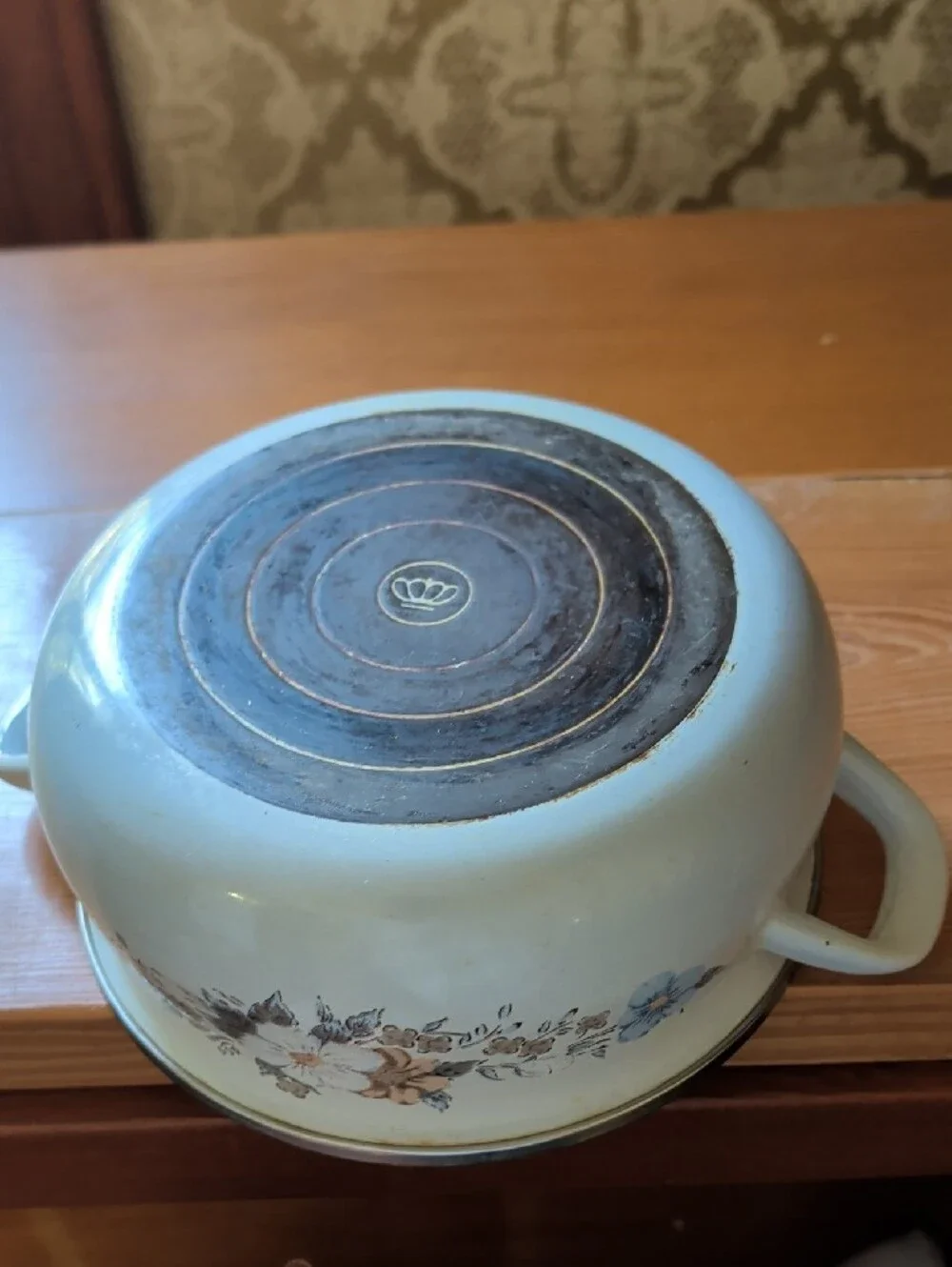 vintage Crowning Enamel stock pot 70s 